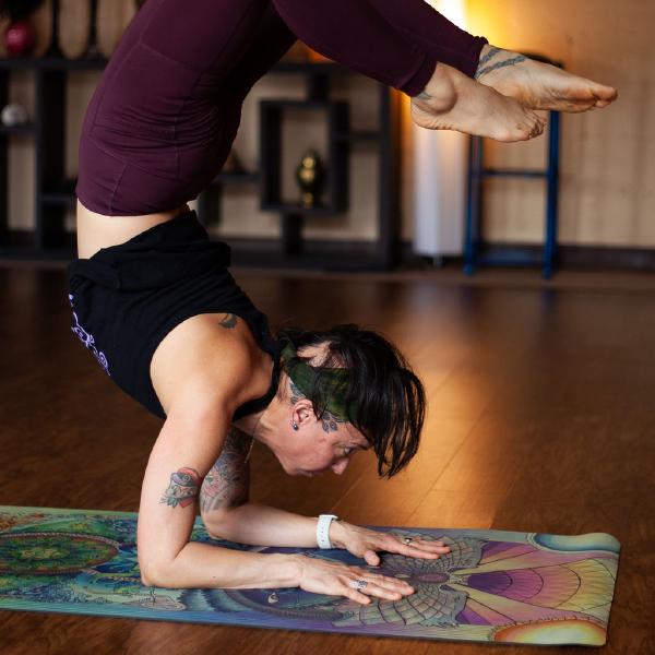 man doing warrior pose