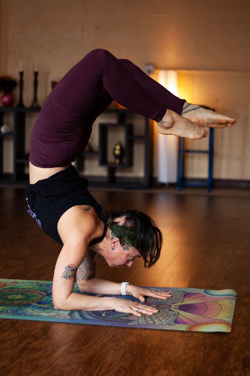 man doing warrior pose